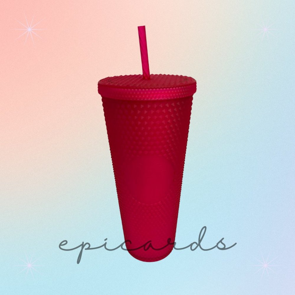 STARBUCKS Mother's Day 2023 Ruby Pink Soft Touch Jelly Bling Cold Cup Tumbler